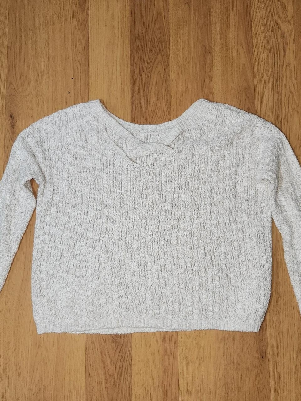 Hollister Cream Scoop Neck Textured Knit Sweater Crop Style